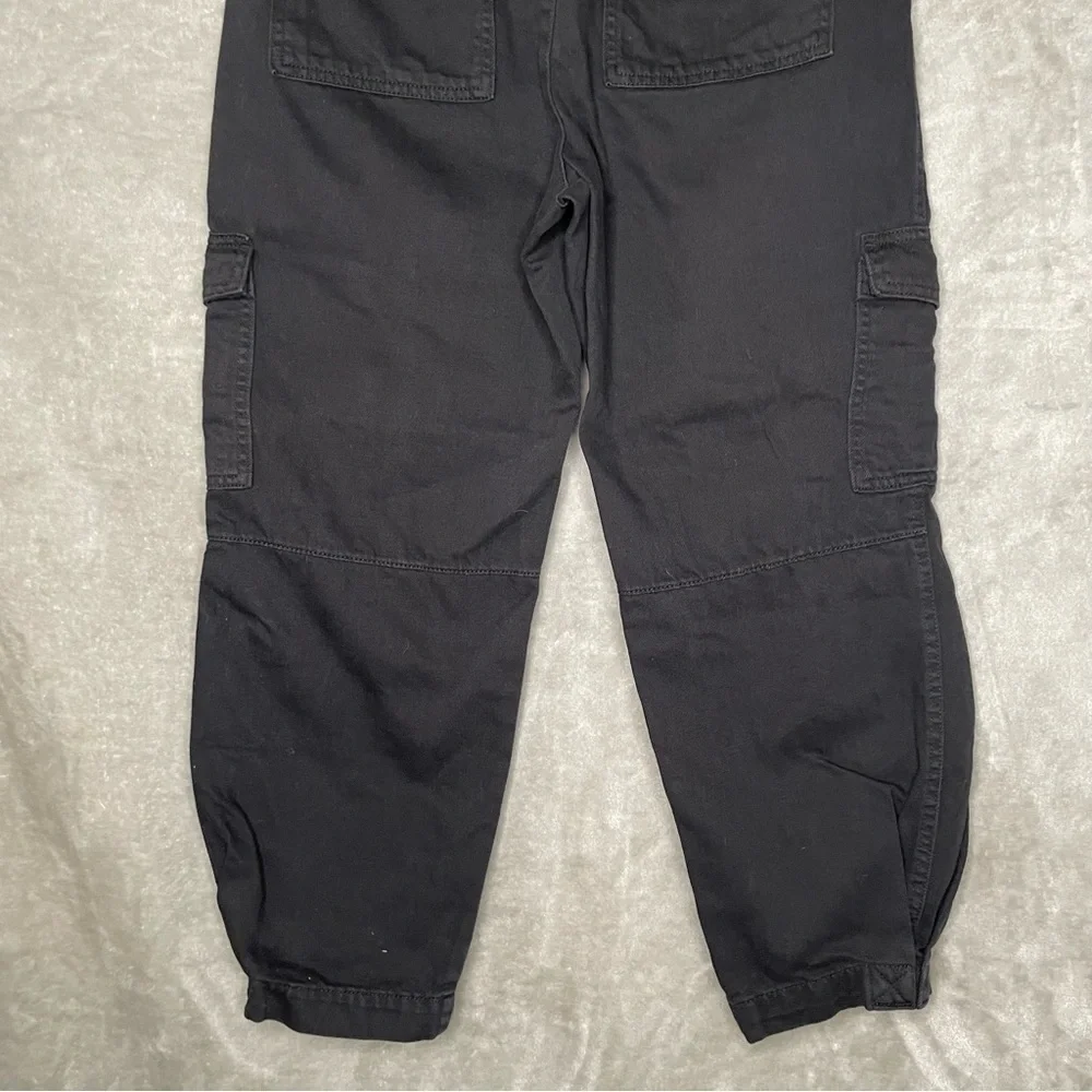Banana Republic Black High Rise Tapered Cargo Pants Belted Denim Size 6